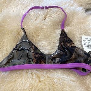 Camo and purple bikini top